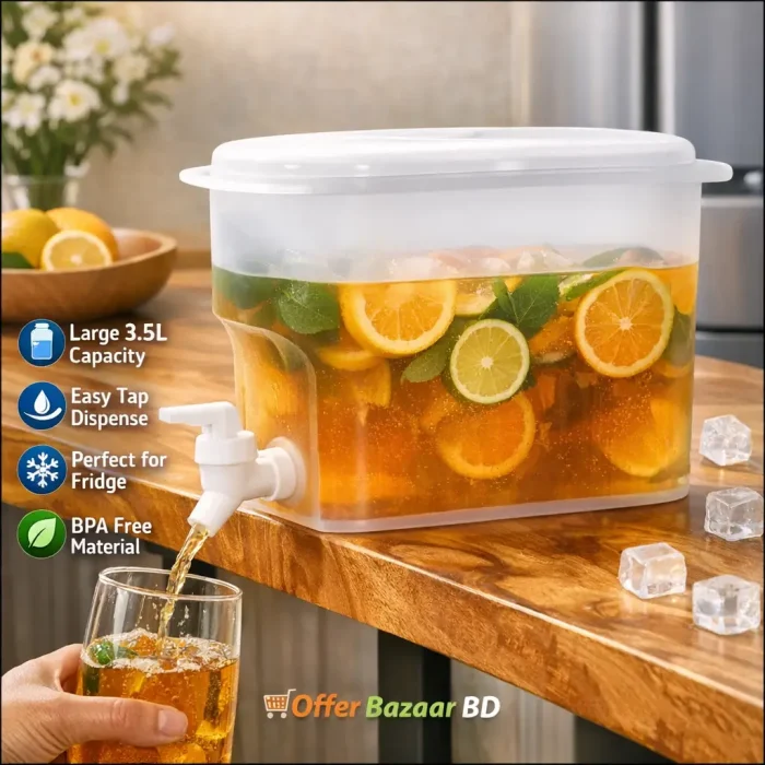 Large Capacity Fridge Juice Container Box for Multiple Uses with Tap (3.5L)